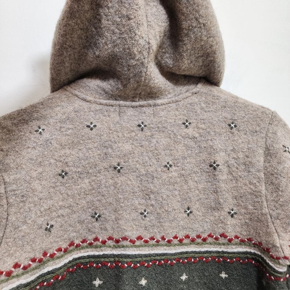 Vintage Woolrich 100% wool zip front embroidered hooded sweater woman's size Med - Picture 9 of 11